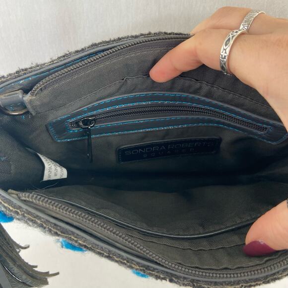 Sondra Roberts Pom Pom Crossbody Felted Purse Wristlet Textured Purse Bag - Picture 3 of 8